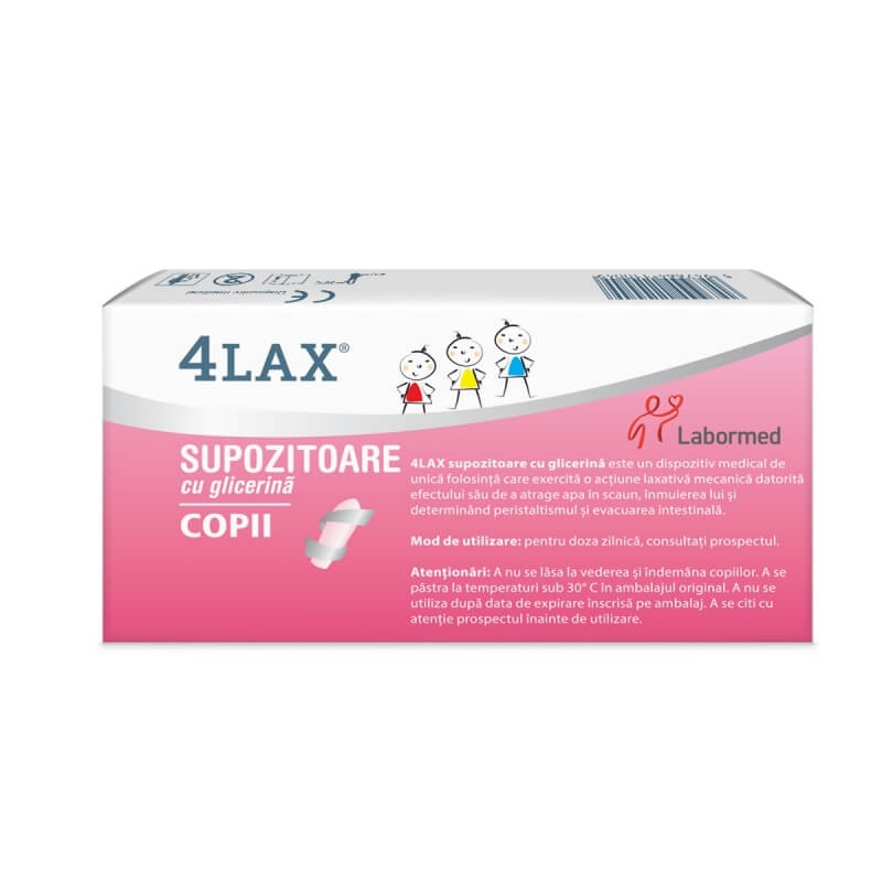 Supozitoare cu glicerina pentru copii 4Lax, 12 bucati, Labormed Supozitoare cu glicerina pentru copii 4Lax, 12 bucati, Labormed