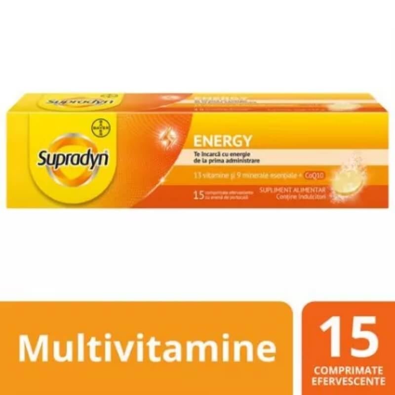 Multivitamine si minerale Supradyn Energy cu Coenzima Q10, 15 comprimate efervescente, Bayer Multivitamine si minerale Supradyn Energy cu Coenzima Q10, 15 comprimate efervescente, Bayer