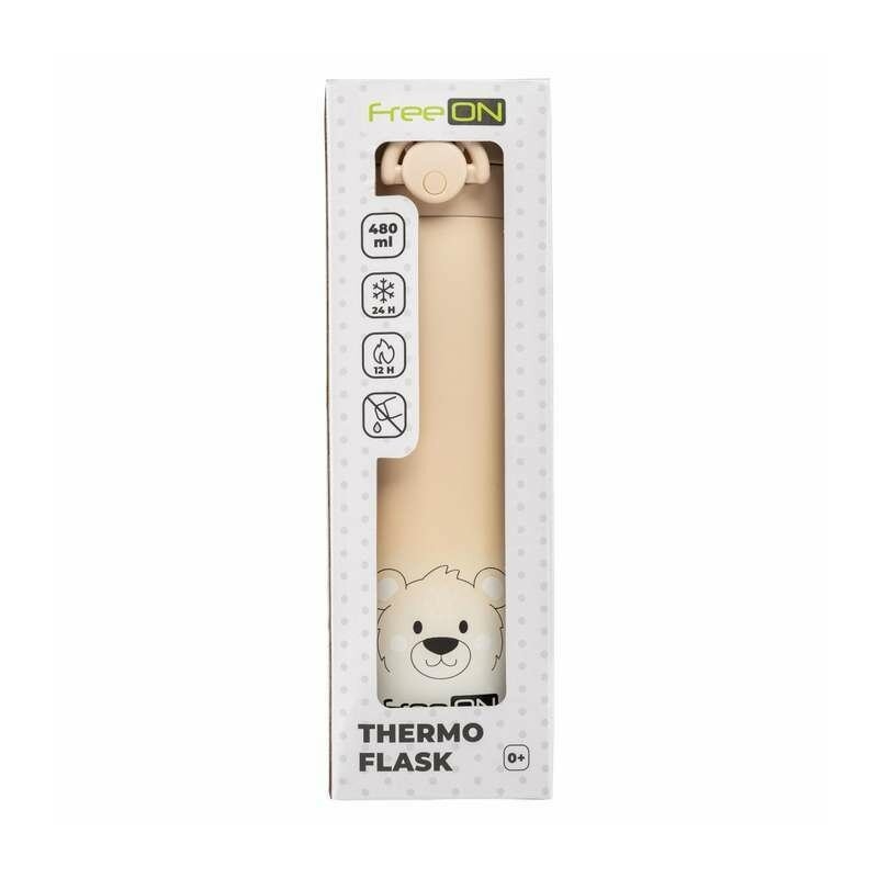 Termos lichide, FreeON, Din otel inoxidabil, Cu mentinere de temperatura de pana la 12 ore, 480 ml, Beige Termos lichide, FreeON, Din otel inoxidabil, Cu mentinere de temperatura de pana la 12 ore, 480 ml, Beige