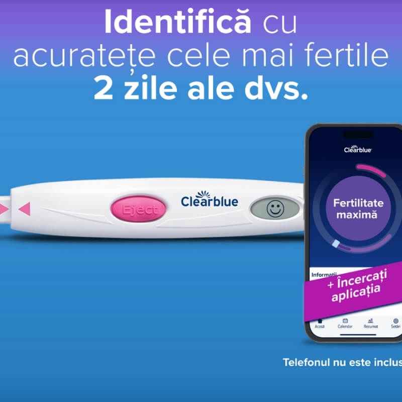 Test de ovulatie digital cu 1 dispozitiv si 10 benzi de testare, Clearblue