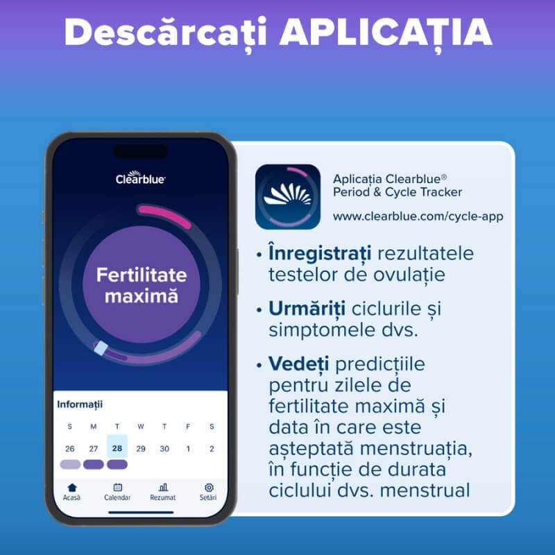Test de ovulatie digital cu 1 dispozitiv si 10 benzi de testare, Clearblue