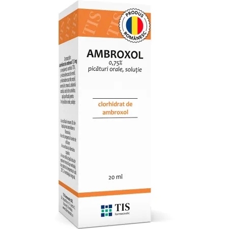 Ambroxol 0.75%, picaturi orale solutie, 20 ml, Tis Farmaceutic Ambroxol 0.75%, picaturi orale solutie, 20 ml, Tis Farmaceutic