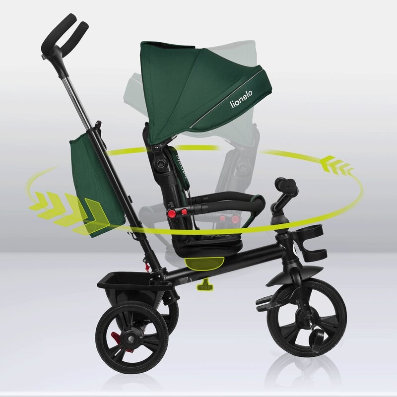 Tricicleta copii, Lionelo, Haari, Suport picioare, Control al directiei, Scaun reversibil, Rotire 360 grade, Pliabila, Conform cu standardul european de securitate EN71, Verde