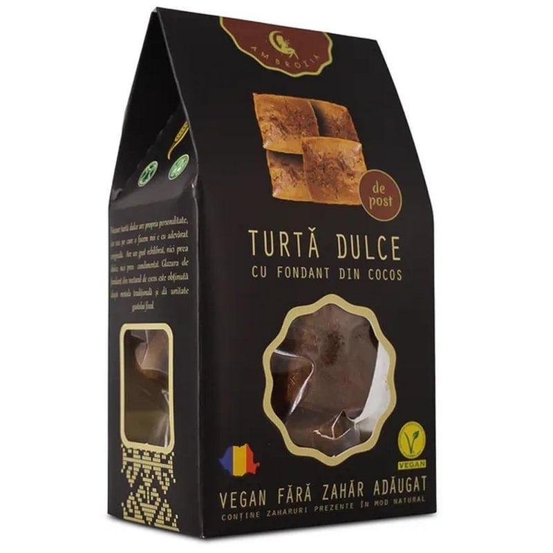 Turta dulce cu fondant din cocos, 130 g, Hiper Ambrozia Turta dulce cu fondant din cocos, 130 g, Hiper Ambrozia