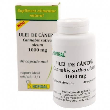Ulei de canepa 1000mg, 40 capsule moi, Hofigal