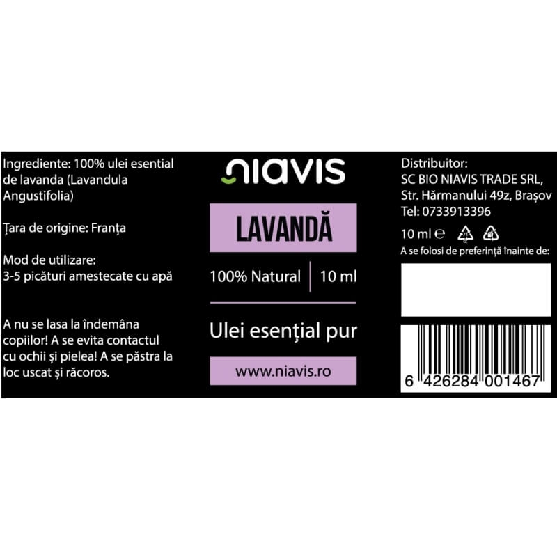 Ulei esential lavanda, 10 ml, Niavis Ulei esential lavanda, 10 ml, Niavis