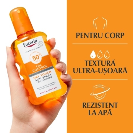 Spray de corp transparent SPF 50+ Sun Protection Oil Control, 200 ml, Eucerin Spray de corp transparent SPF 50+ Sun Protection Oil Control, 200 ml, Eucerin