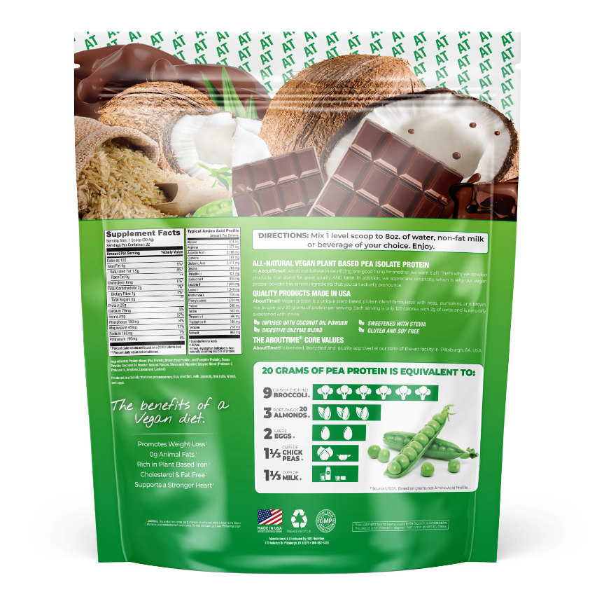 Vegan Protein cu aroma naturala de ciocolata, 972.8 g, AboutTime Vegan Protein cu aroma naturala de ciocolata, 972.8 g, AboutTime