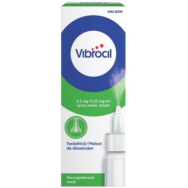 Vibrocil spray nazal solutie 2,5 mg/ 0,25 mg/ml, 15 ml, GSK (Haleon) Vibrocil spray nazal solutie 2,5 mg/ 0,25 mg/ml, 15 ml, GSK (Haleon)