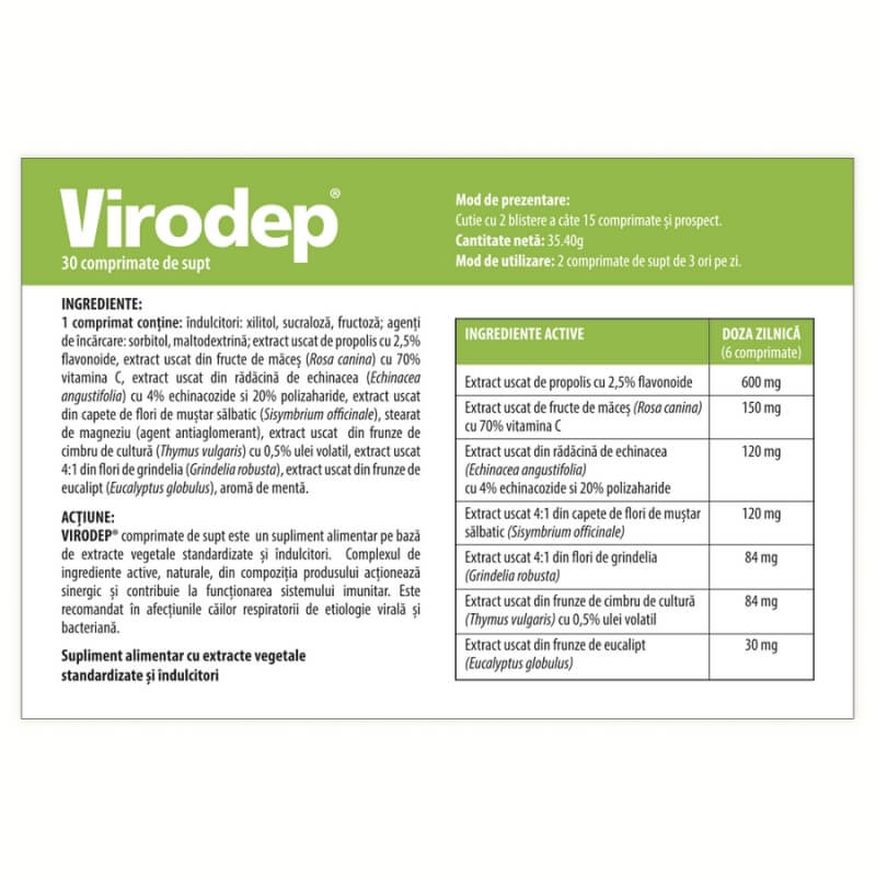 Virodep, 30 comprimate de supt, Dr. Phyto Virodep, 30 comprimate de supt, Dr. Phyto