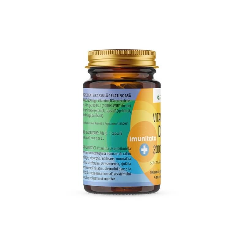 Vitamina D3 2000 UI, 100 capsule moi, Remedia Vitamina D3 2000 UI, 100 capsule moi, Remedia