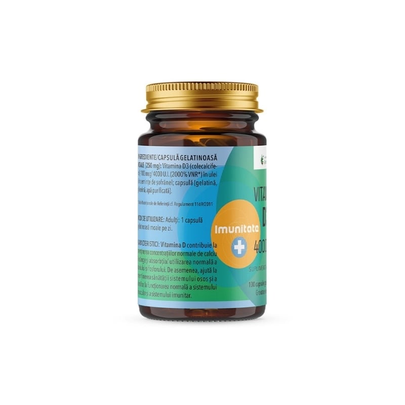 Vitamina D3 4000 UI, 100 capsule moi, Remedia Vitamina D3 4000 UI, 100 capsule moi, Remedia