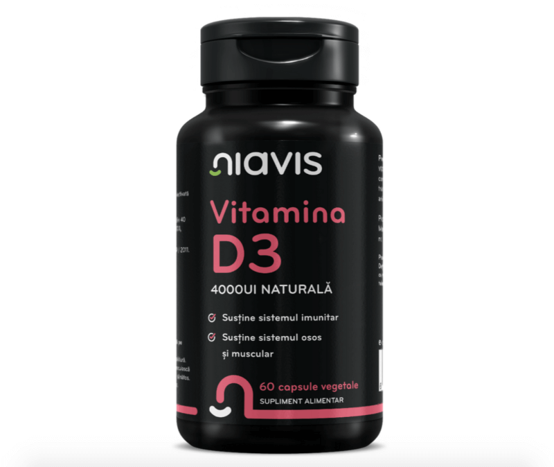 Vitamina D3 4000 UI naturala, 60 capsule, Niavis Vitamina D3 4000 UI naturala, 60 capsule, Niavis