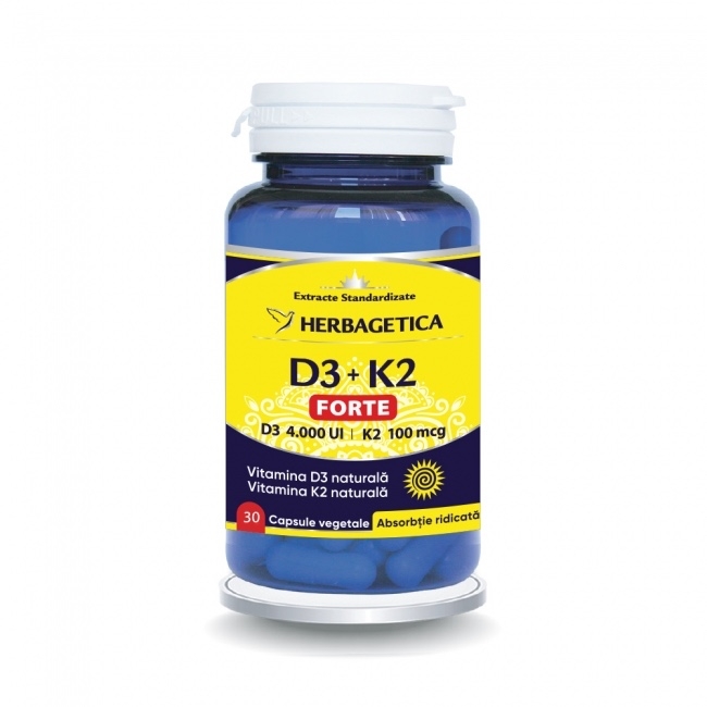 Vitamina D3+K2 Forte, 30 capsule, Herbagetica