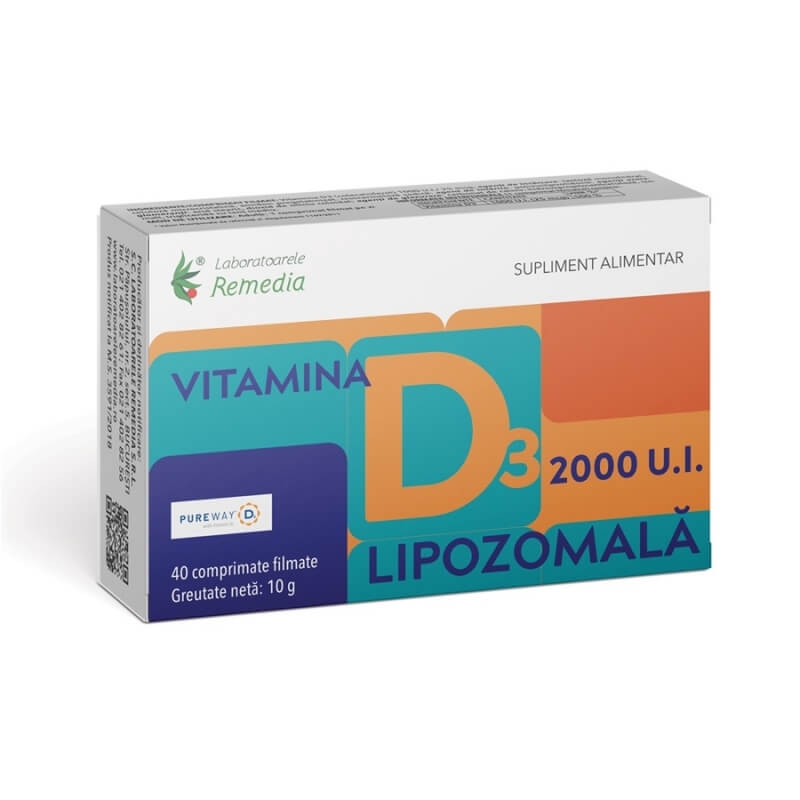Vitamina D3 lipozomala 2000 UI, 40 comprimate, Remedia Vitamina D3 lipozomala 2000 UI, 40 comprimate, Remedia