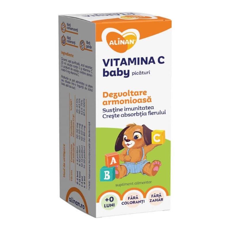 Vitamina C solutie Alinan, 20 ml, Fiterman Pharma Vitamina C solutie Alinan, 20 ml, Fiterman Pharma