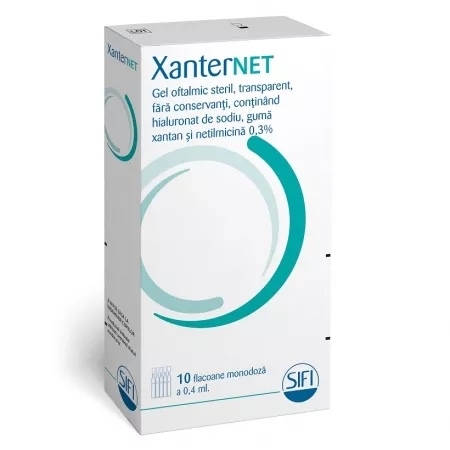 Gel oftalmic XanterNet, 0.4 ml, 10 flacoane monodoza, SIFI Gel oftalmic XanterNet, 0.4 ml, 10 flacoane monodoza, SIFI