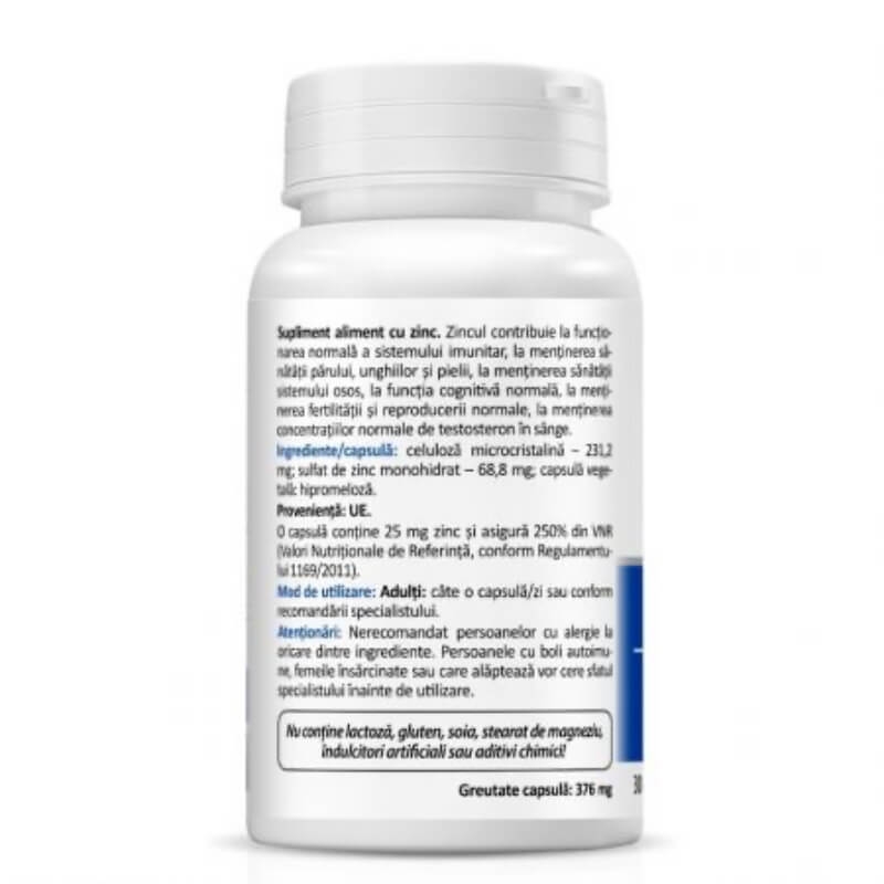 Zinc 25 sulfat de zinc 25 mg, 30 capsule, Zenyth
