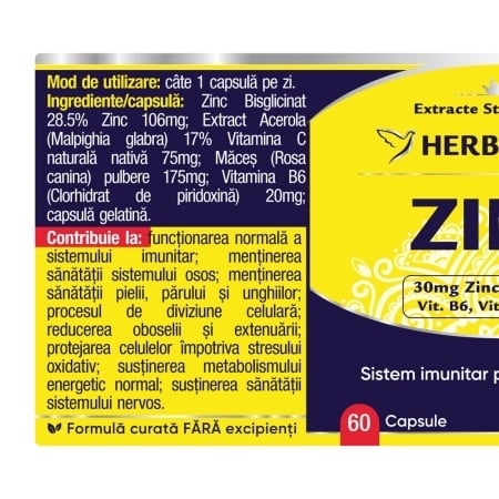 Zinc Forte, 60 capsule, Herbagetica