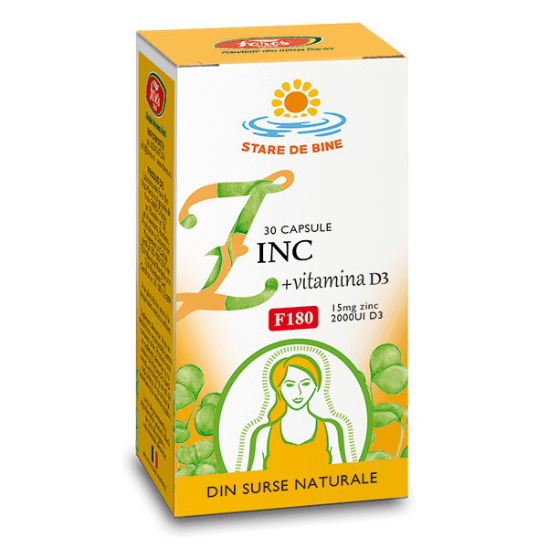 Zinc 15mg + Vitamina D3 2000UI F180 30 cps, Fares